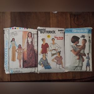 Vintage 1970s Sewing Pattern Lot Of 3 Dress Tops Skirts Pants Vest Jackets